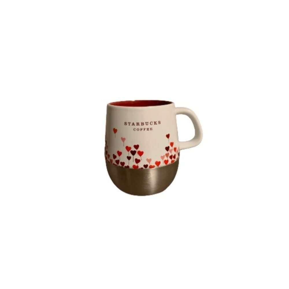 Starbucks Heart Balloon Print Ceramic and Stainless Steel Mug